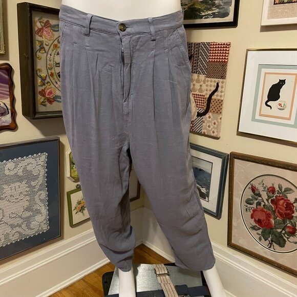 We the Free Gray 80% Viscose 20% Linen High-Waisted Loose Fit Trousers Size 30 - Picture 1 of 6